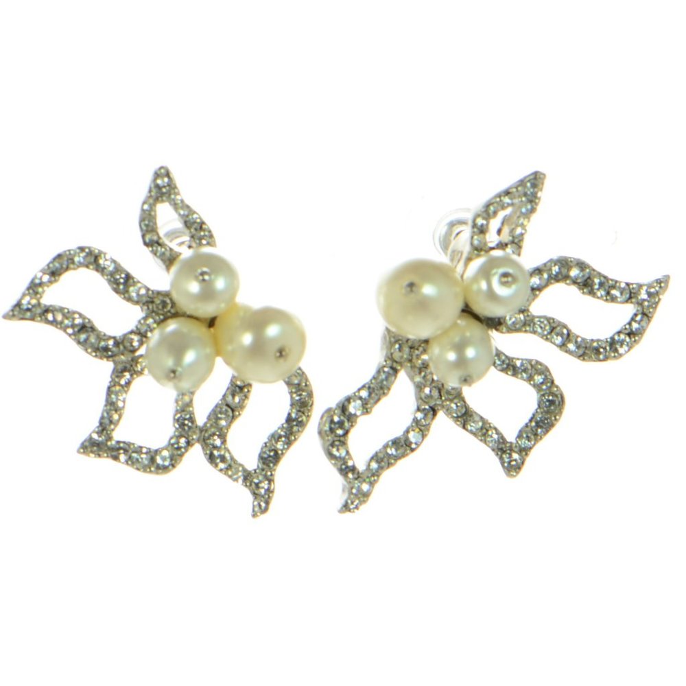 Oscar De La Renta Pave Petal Earrings